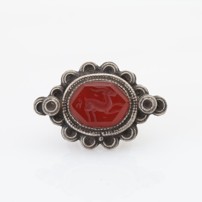 Inel Afghan piatra carneol cercuri Argint
