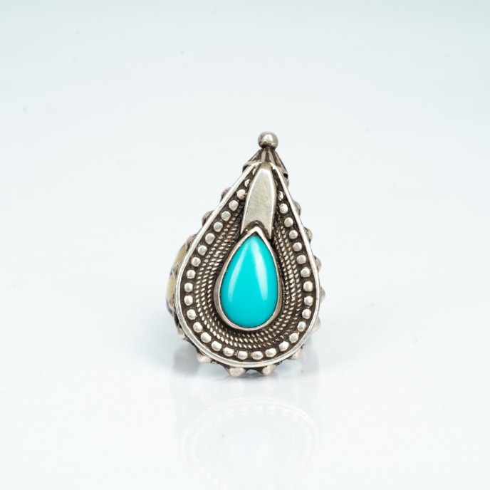 Inel vintage Afghan lacrima turcoaza Argint