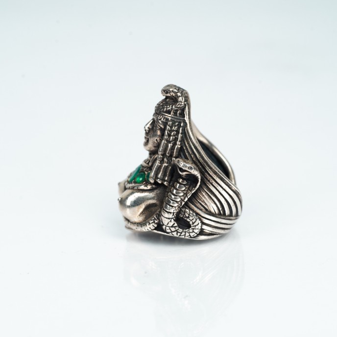 Inel simbol Medusa agat verde Argint