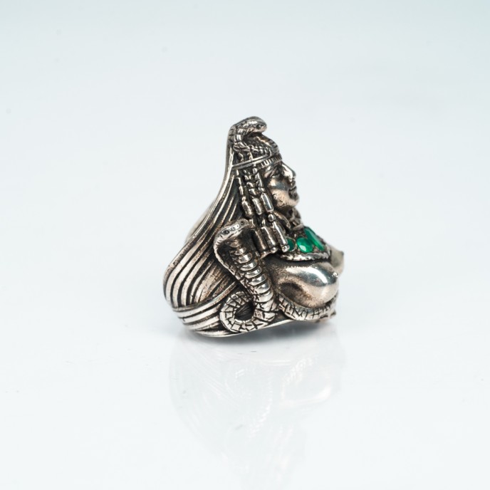 Inel simbol Medusa agat verde Argint