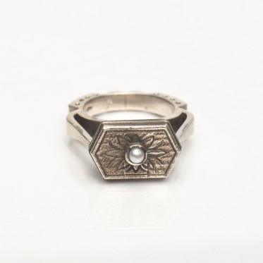 Inel India hexagon neregulat sidef Argint