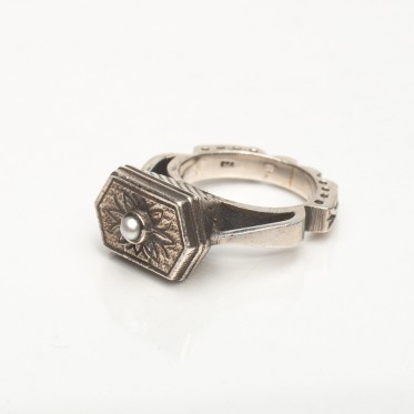 Inel India hexagon neregulat sidef Argint