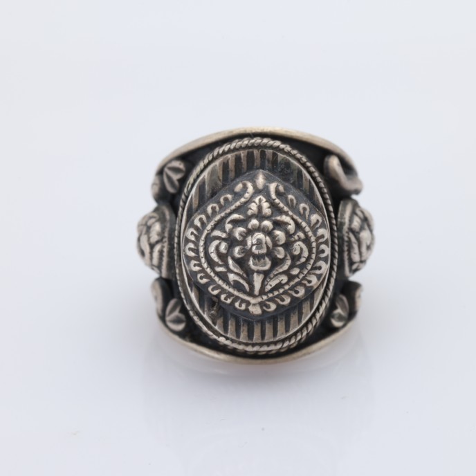 Inel etnic India floare bucle Argint