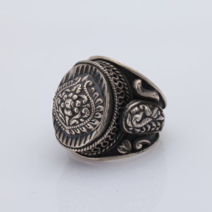 Inel etnic India floare bucle Argint