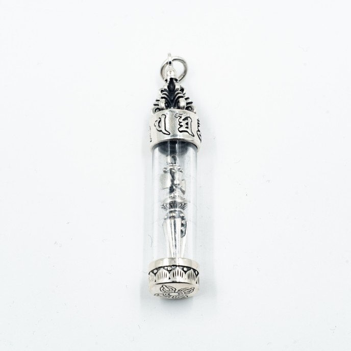 Pandantiv caseta cilindrica sulita cruce Argint