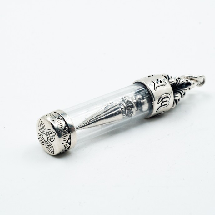 Pandantiv caseta cilindrica sulita cruce Argint