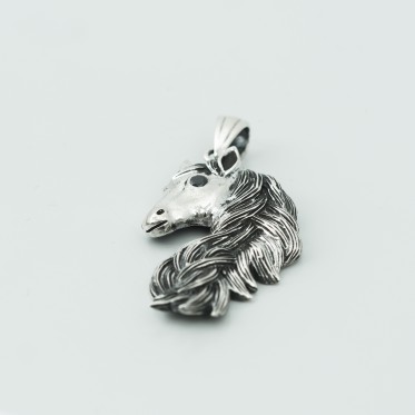Pandantiv profil cap de cal c.z.negru Argint