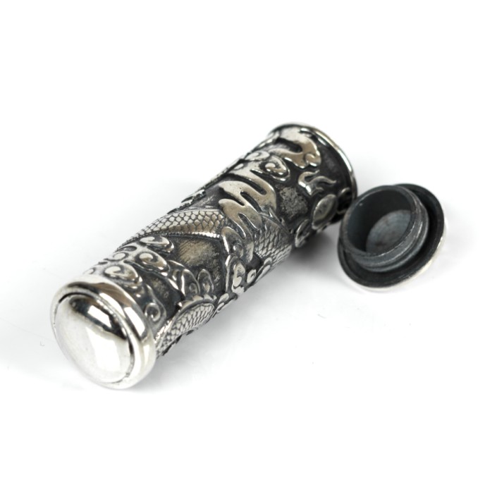 Pandantiv caseta cilindrica dragon L Argint