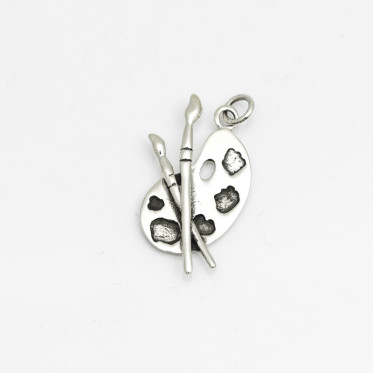 Pandantiv paleta si pensule pictura Argint