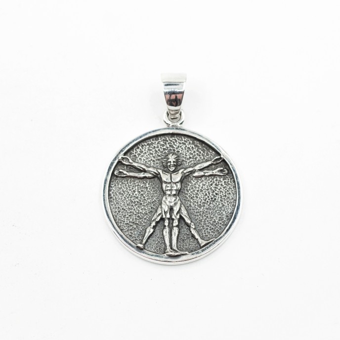 Pandantiv rotund Omul Vitruvian Argint