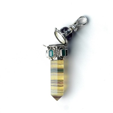 Pandantiv bagheta cuarz fluorit.ametist nr.1 Argint