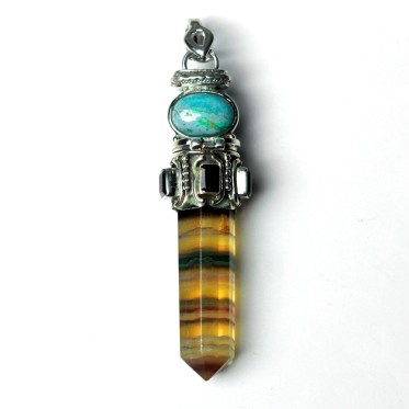 Pandantiv bagheta fluorit turcoaza nr.2 Argint