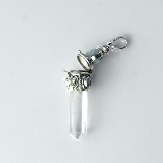 Pandantiv bagheta cuarz larimar.mix nr.25 Argint