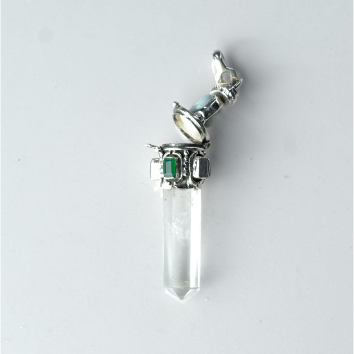 Pandantiv bagheta cuarz larimar nr.26 Argint