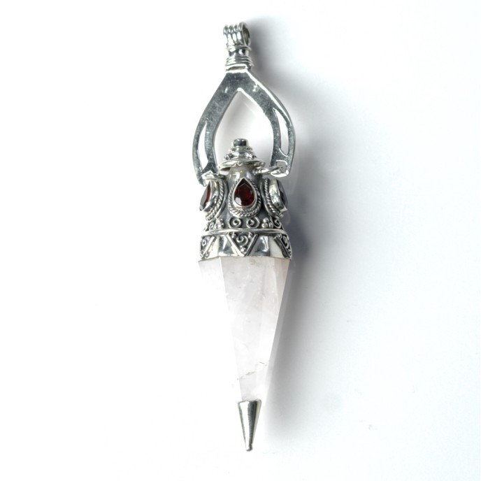 Pandantiv pendul cuarz roz.granate nr.34 Argint