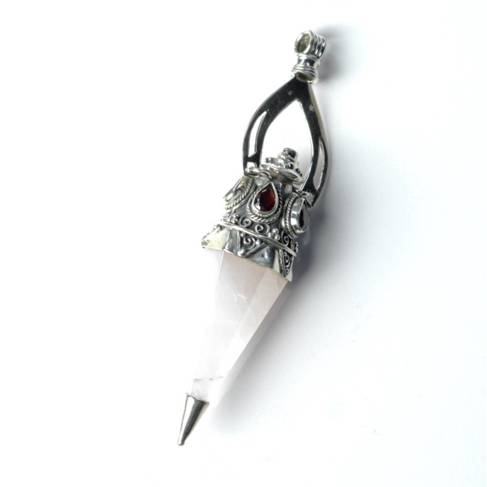 Pandantiv pendul cuarz roz.granate nr.34 Argint