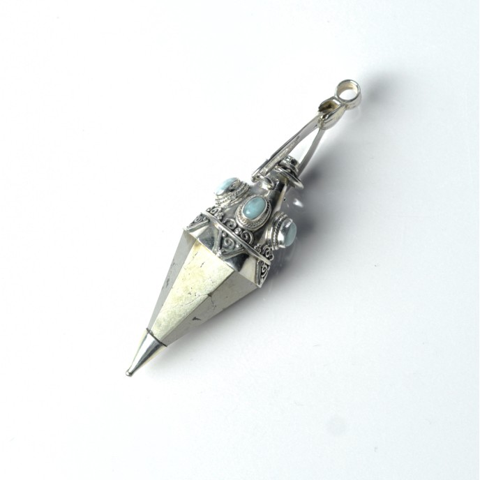 Pandantiv pendul cuarz pirita.larimar nr.45 Argint