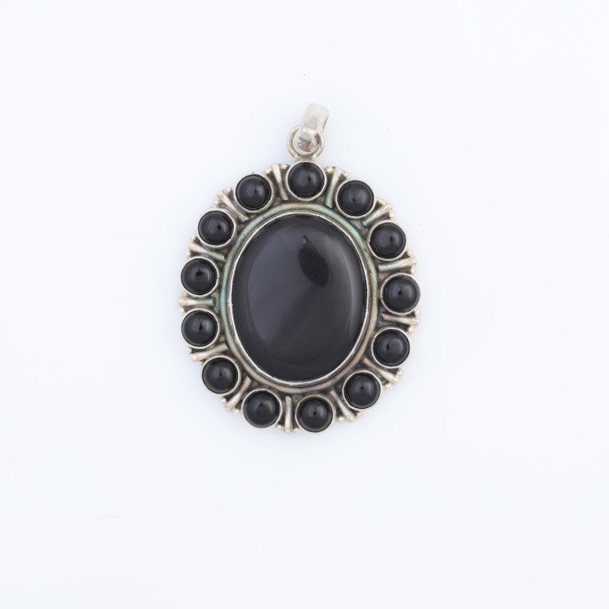 Pandantiv oval pietre naturale  Argint