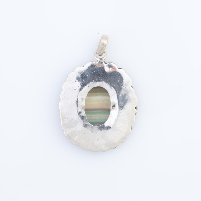 Pandantiv oval pietre naturale  Argint