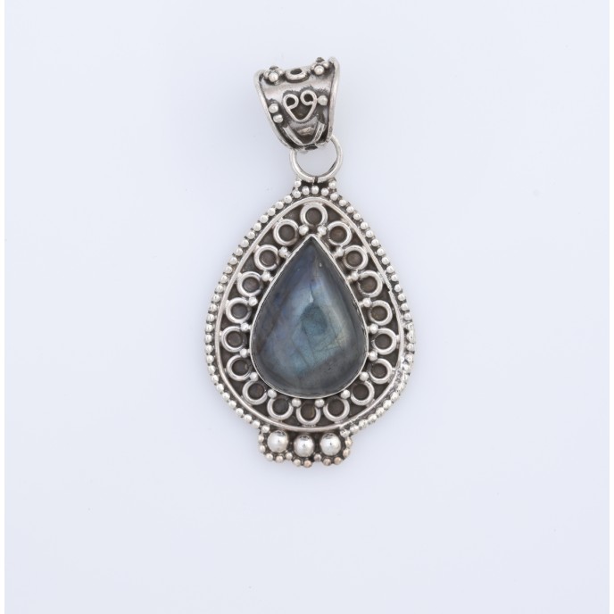 Pandantiv picatura cercuri pietre.naturale Argint
