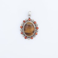 Pandantiv oval ochi.de.tigru corale nr.23 Argint