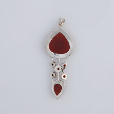 Pandantiv lung picaturi pietre naturale Argint