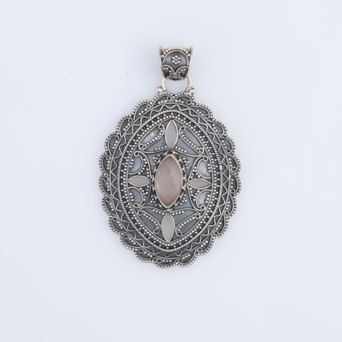 Pandantiv oval India piatra naturala Argint