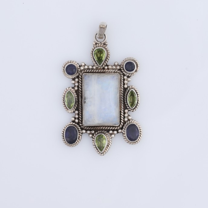 Pandantiv dreptunghiular piatra lunii nr.43 Argint