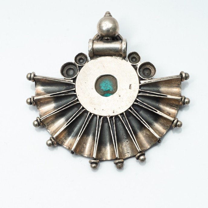 Pandantiv tip evantai turcoaz bleu Argint