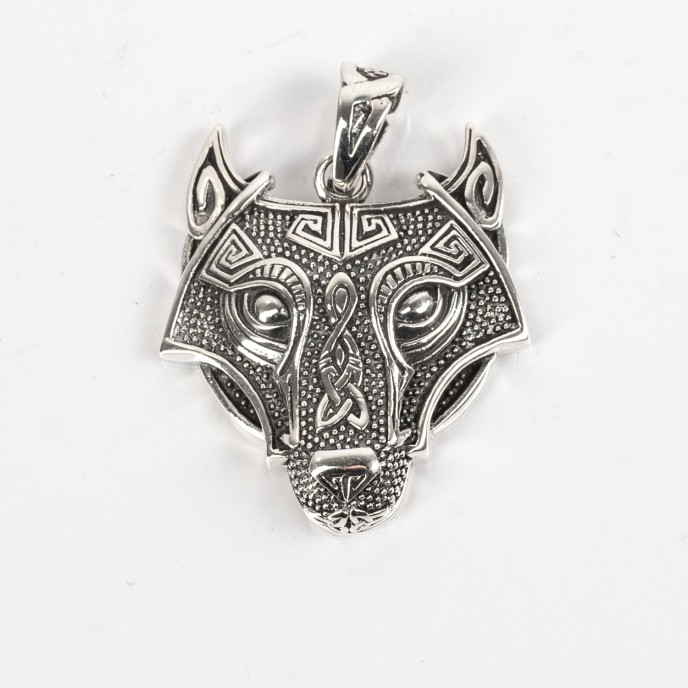Pandantiv cap de lup viking Argint