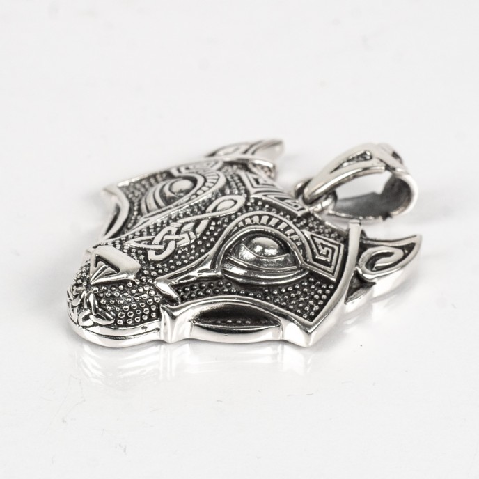 Pandantiv cap de lup viking Argint