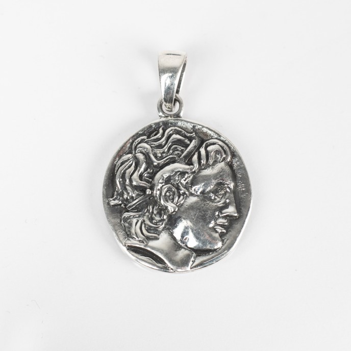 Pandantiv-moneda Alexandru cel Mare soare Argint