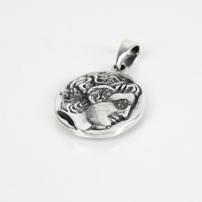 Pandantiv-moneda Alexandru cel Mare soare Argint