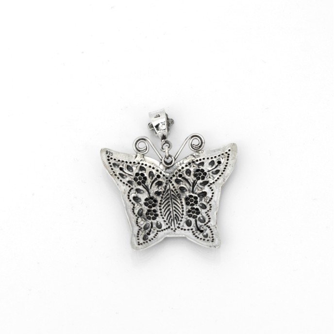 Pandantiv fluture broderie florala Argint