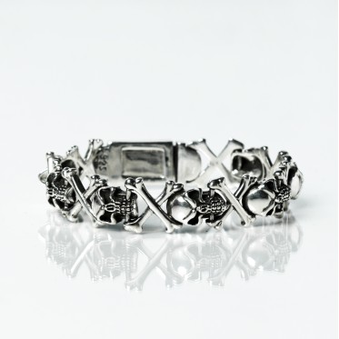 Bratara flexibila cranii oase cruce Argint