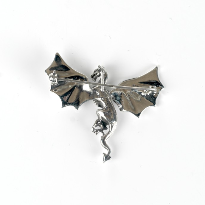 Brosa simpla dragon zburand s Argint