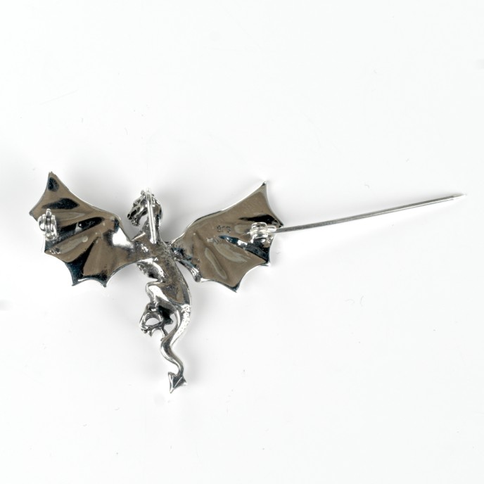 Brosa simpla dragon zburand s Argint