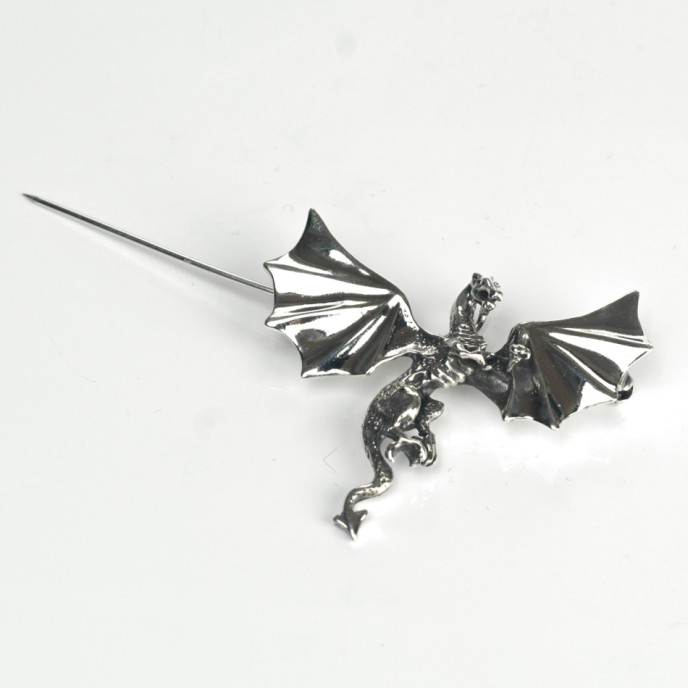 Brosa simpla dragon zburand s Argint