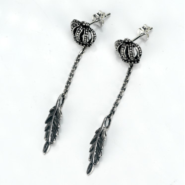 Cercei lungi coronita pene Argint