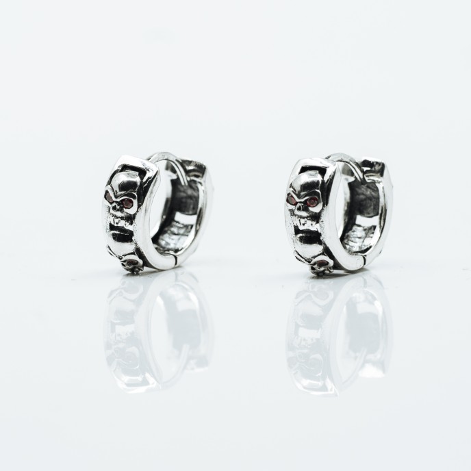 Cercei creola click cranii zirconiu Argint