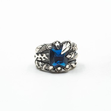 Inel gheara dragon zirconiu bleu Argint