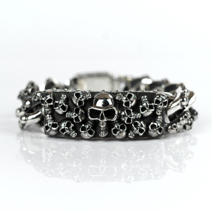 Bratara panzer placuta cranii Argint