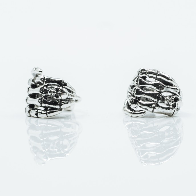 Cercei creola mana de schelet Argint