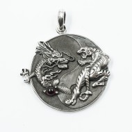 Pandantiv yin-yang dragon si tigru Argint