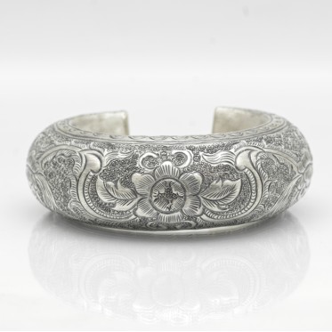 Bratara fixa decor floral clopotel Argint