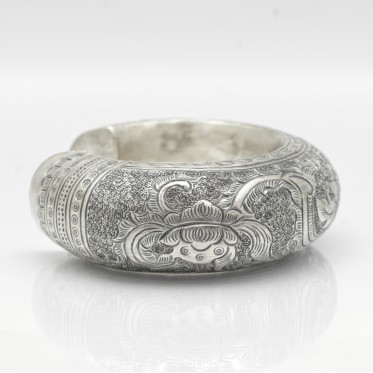 Bratara fixa decor floral clopotel Argint