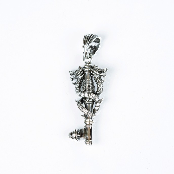 Pandantiv cheie doi dragoni Argint