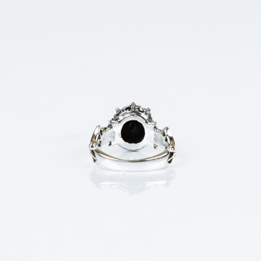Inel slim coroana neagra Argint