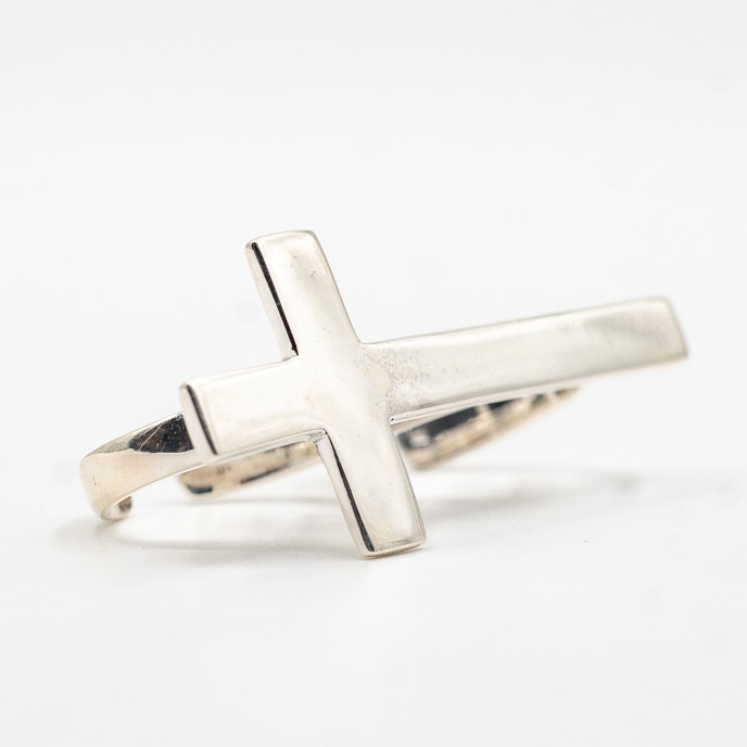 Inel dublu cruce lunga Argint