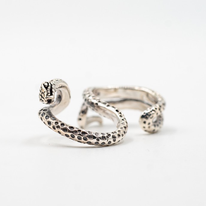 Inel dublu sarpe incolacit Argint